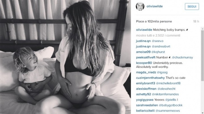 Olivia Wilde incinta mostra il pancino su Instagram